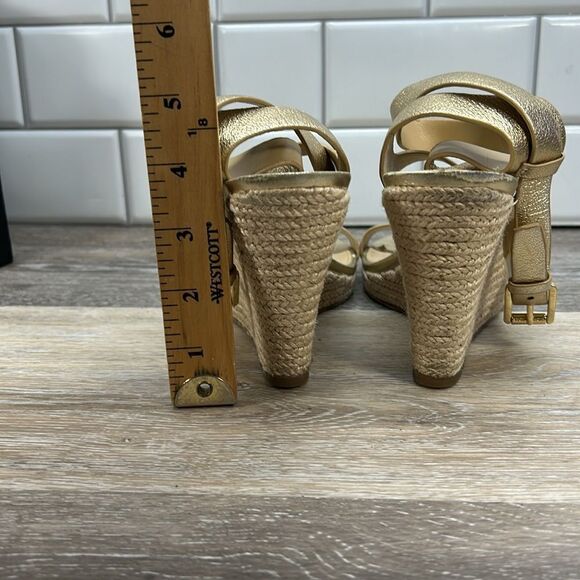 0327 Michael Michael Kors gold wedge sandals - Picture 4 of 7